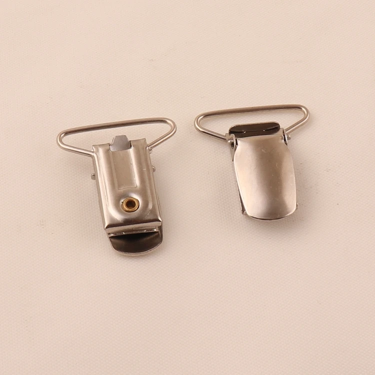 factory wholesale 1 inch metal suspender pacifier clip with plastic for suspenders garters