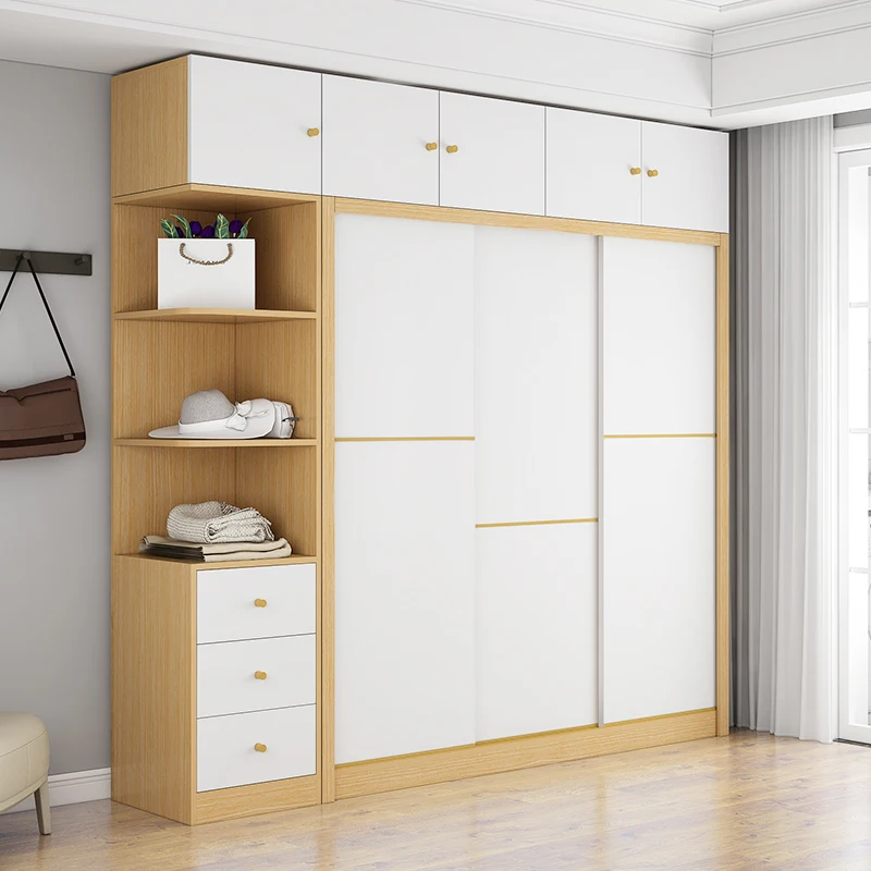 Bedroom Furniture Wooden Sliding Door Wardrobe Wardrobe Simple Modern Factory Wholesale