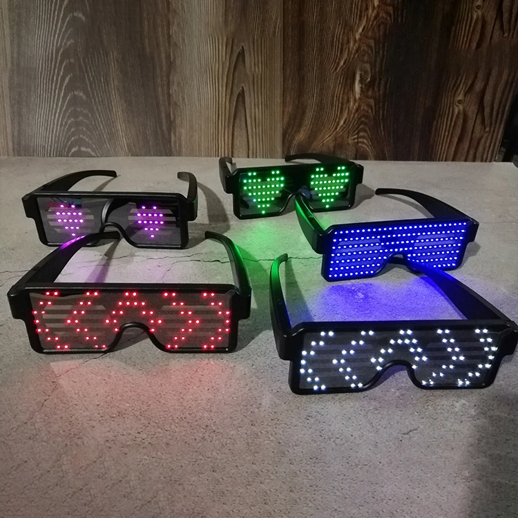 Party holiday supplies LED glowing glasses USB rechargeable scrolling message pattern cheering props glasses