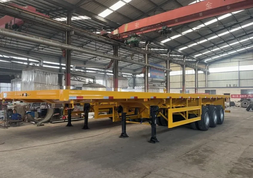 International 2/3/4 Axles 50 Tons 20/40 Foot FT Container Shipping Flat Deck Platform Triaxle Flatbed Truck Semi Trailer