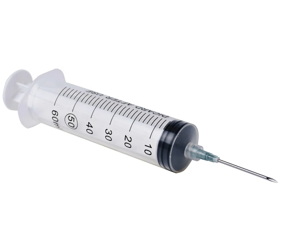 Sterilized 3 Parts Plastic Medical Disposable 60cc Luer Lock Syringe