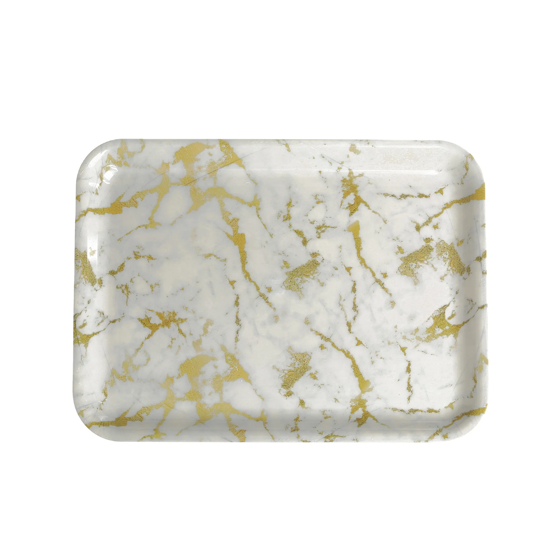 Custom design rectangle melamine daily serving tray with handles