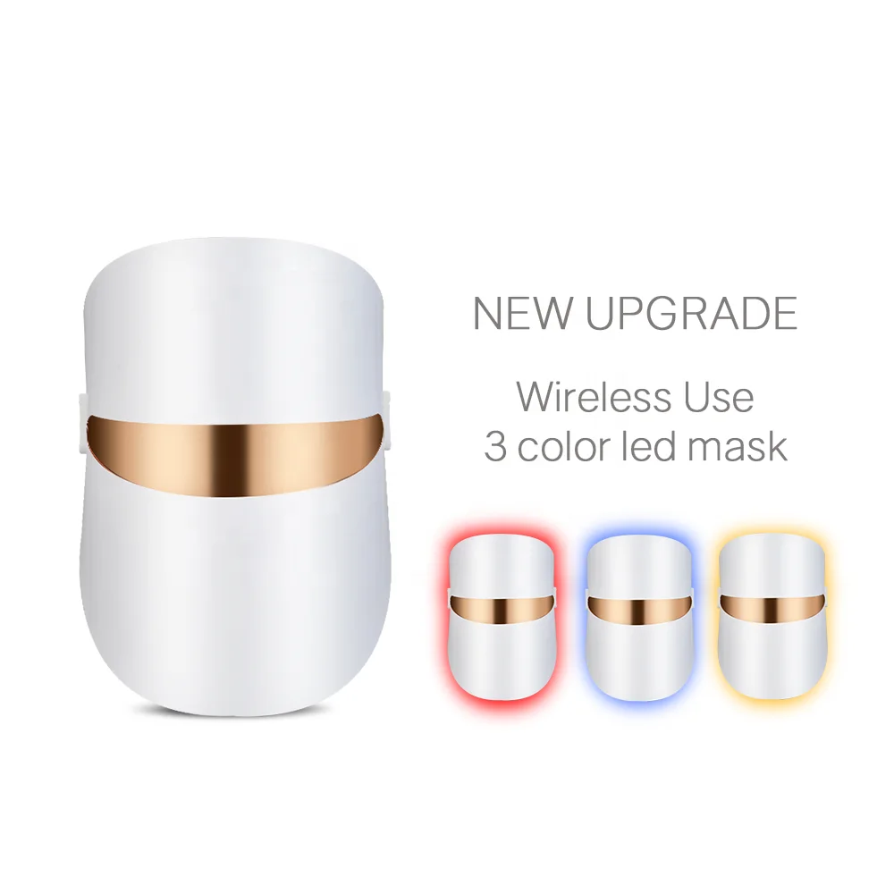 3 colors wireless visible led facial device anti aging skin rejuvenation whitening machine led face mask