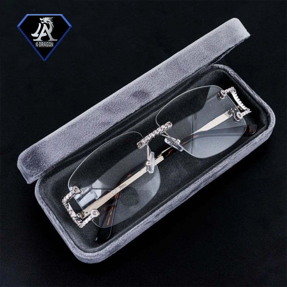 New Fashion Inlaid Rhinestone Zircon Half Round Glasses Frames European And American Punk Unisex Glasses Frames