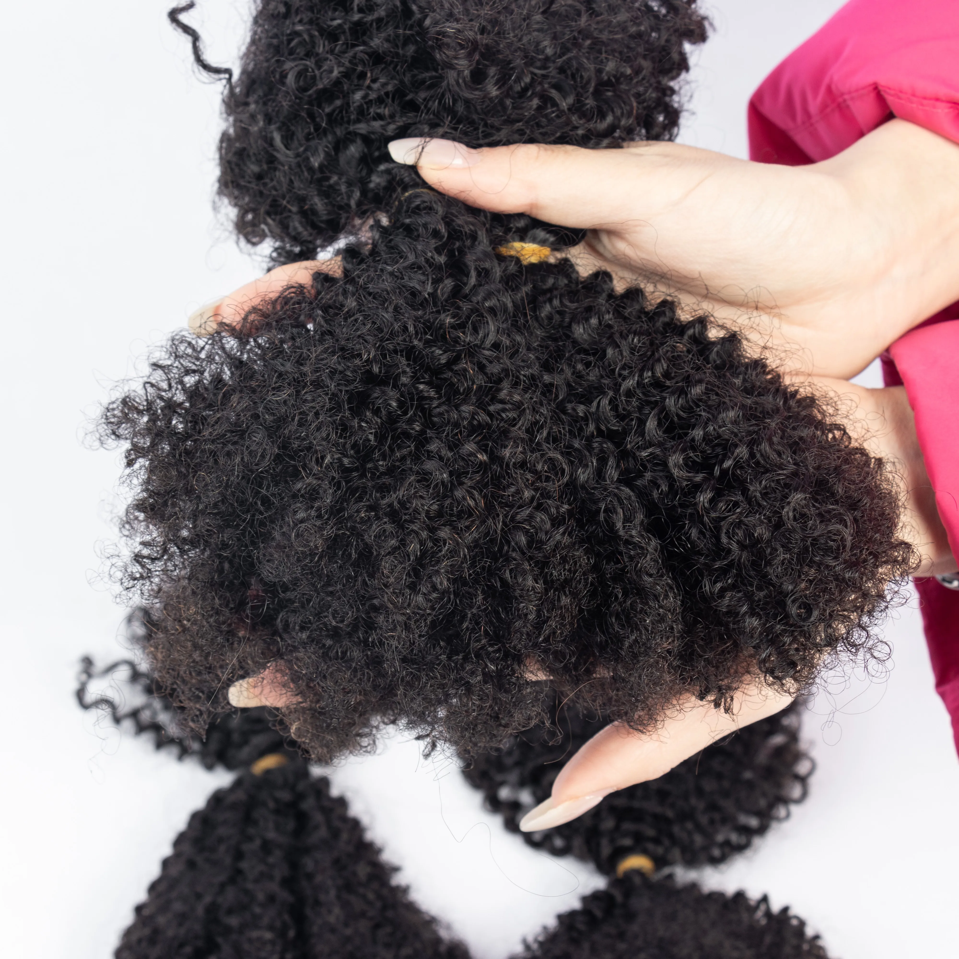 Afro curly Bulk Double Drawn Afro Kinky Bulk Human Hair for Braiding and Twist 4B4C Braiding Hair Extensions