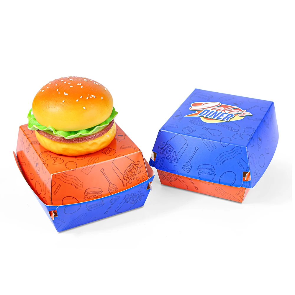 Custom Fast Food Packaging Takeaway Food Burger Box Packaging Custom Wings Fried Chicken French Fries Packaging Box