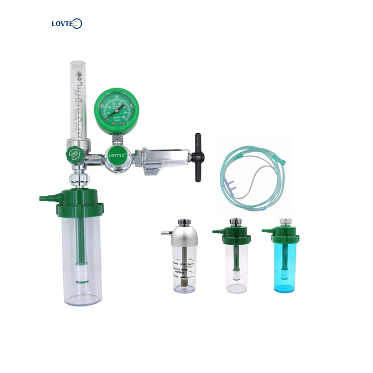 Lovtec medical cga870 150Bar oxygen regulator inhaler for cylinder with humidifier bottle