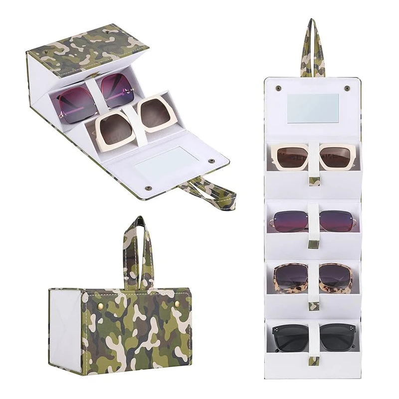 Camouflage Portable Sunglasses Organizer 4 Slots Travel Glasses Case Multiple Pairs Eyeglasses Storage  Hanging Eyewear Holder
