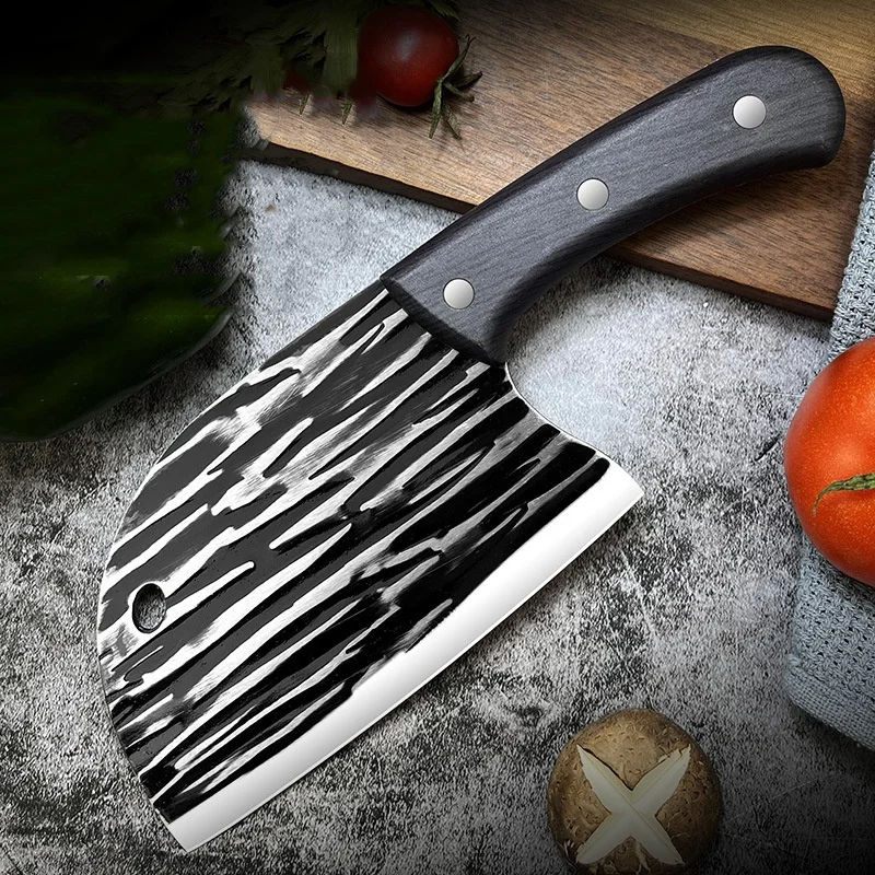 Factory Direct Dual-Use 3Cr14 Stainless Steel Fish Head Kitchen Chef Knife Sharp Meat Knife with Wood Handle