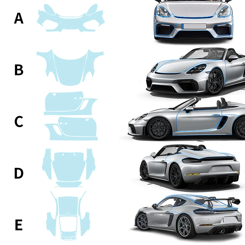 Для Porsche 718 Spyder Gt4gt4Rs 2019-2023 ТПУ полная Автомобильная прозрачная защитная пленка для защиты от царапин