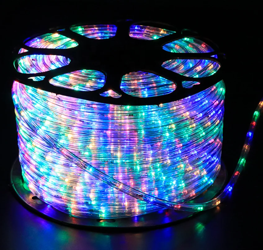 Светодиодная веревочная гирлянда синего/Красного/зеленого/rgb цвета водонепроницаемая для помещений и улицы светодиодная веревка сада патио свадебной