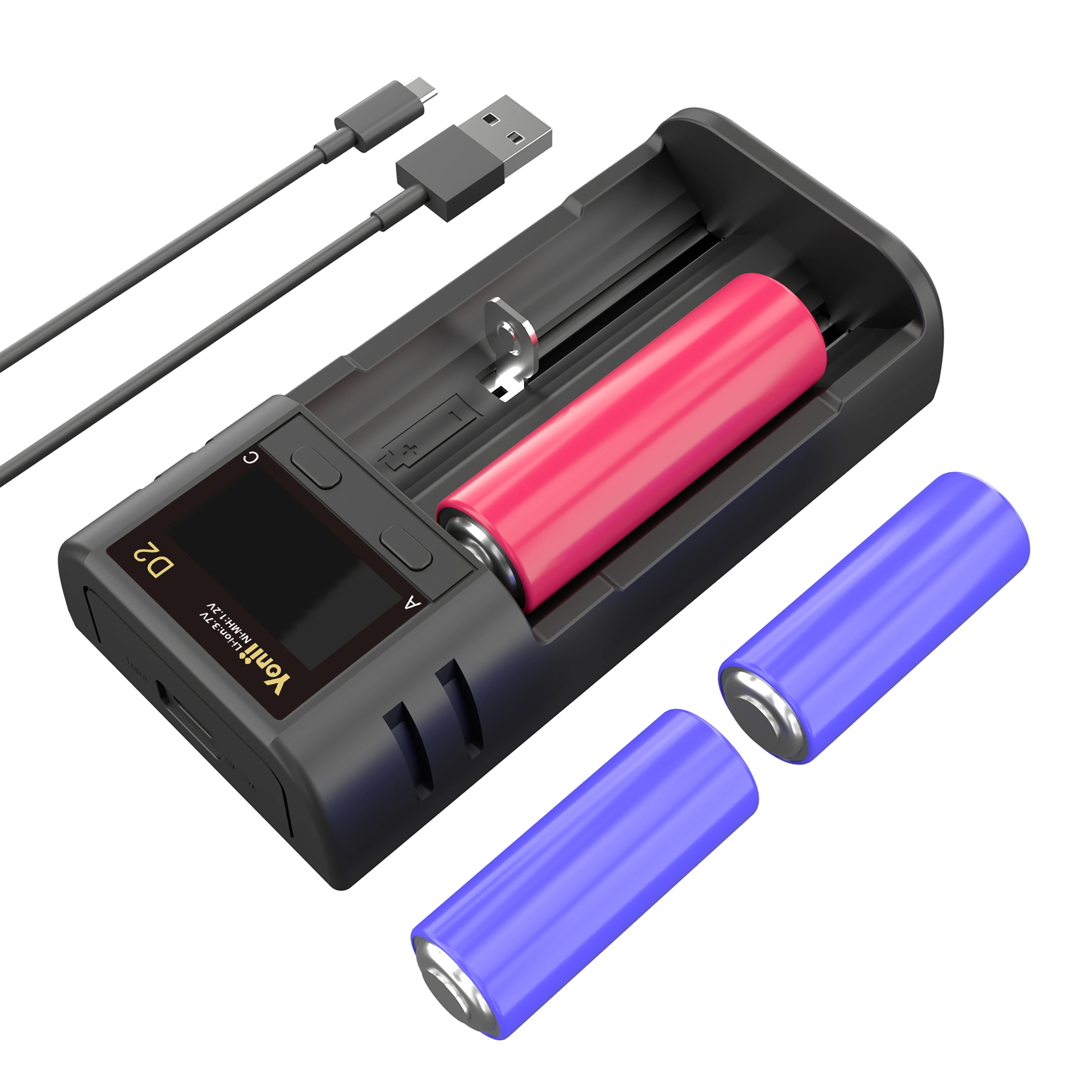 Q2 18650 Charger 1a 2 Slots 3.7v Input 5v 2a Usb Charger Flashlights Li-ion Rechargeable Battery Charger