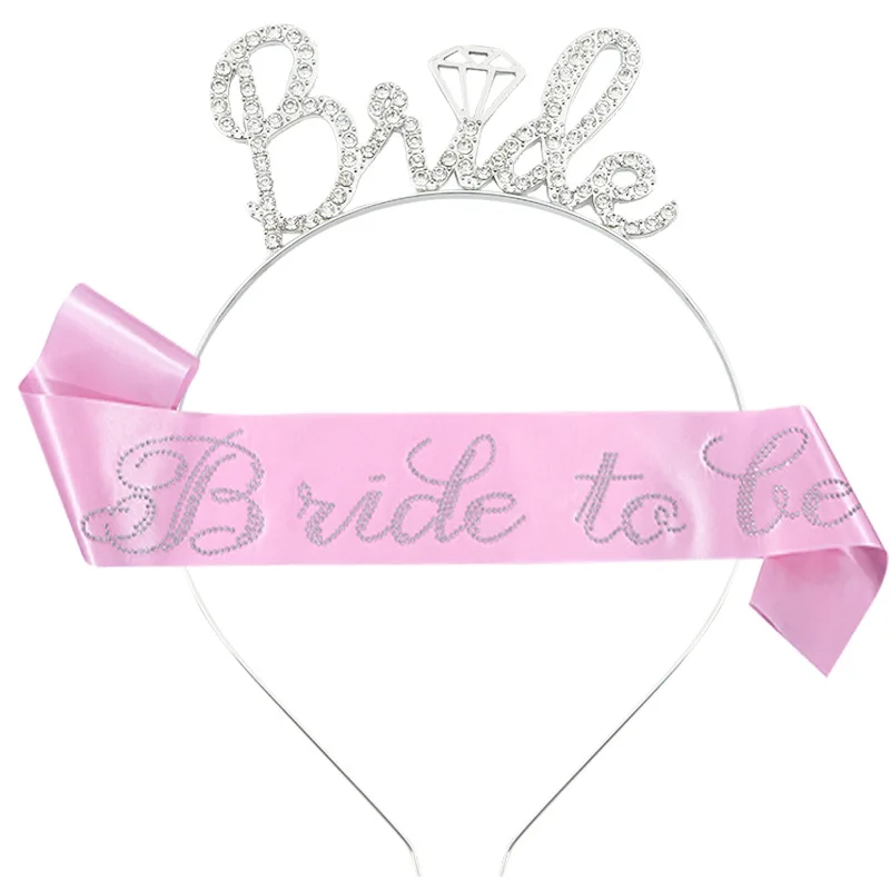 to be crowned headband ribbon bachelorette party bride crown crystal diamond sash