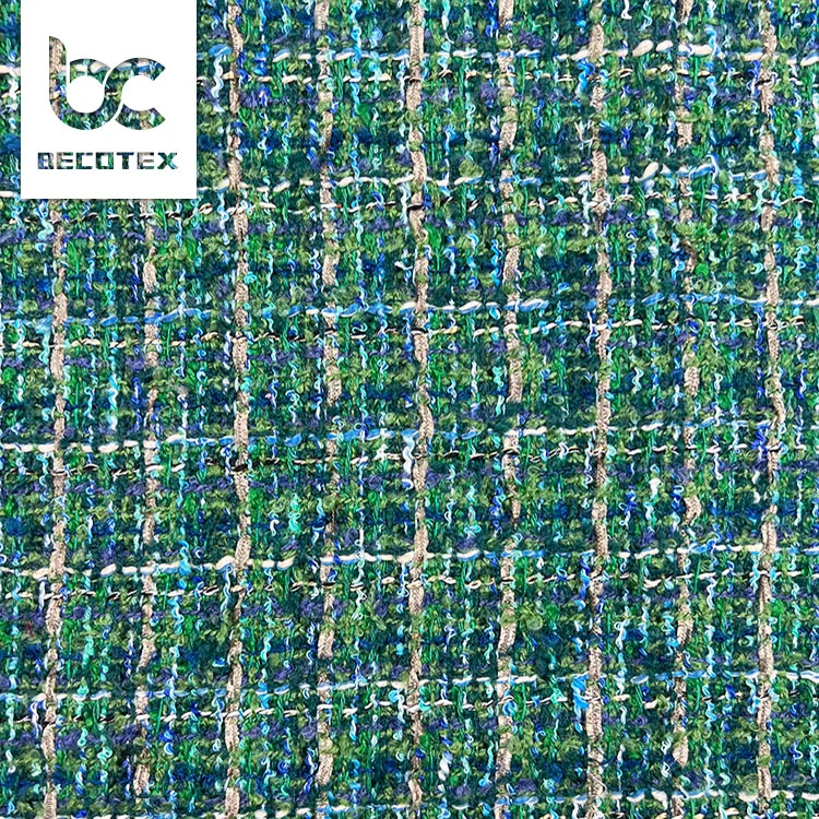 China Hot Selling Popular Fancy Coat Suit wool Yarn dyed tweed woven Dress fabric