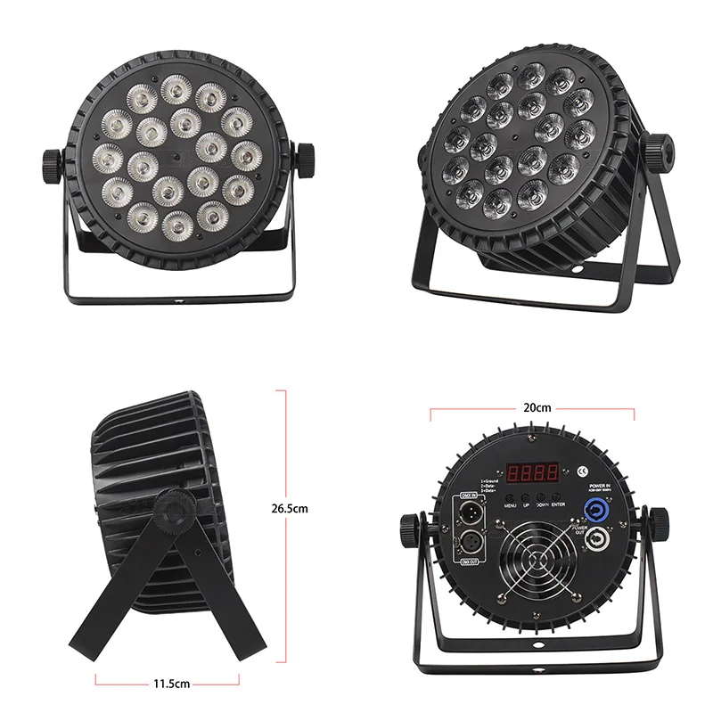 Shehds Aluminum Alloy Flat 18x18W RGBWA UV 6in1 LED Par Light Wash Stage Lighting for Church