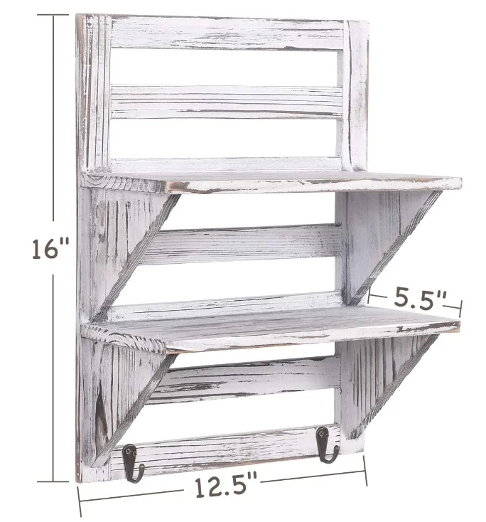 Decorative Hanging Shelf Organizer Rack Rustic Wood Wall Floating Shelves