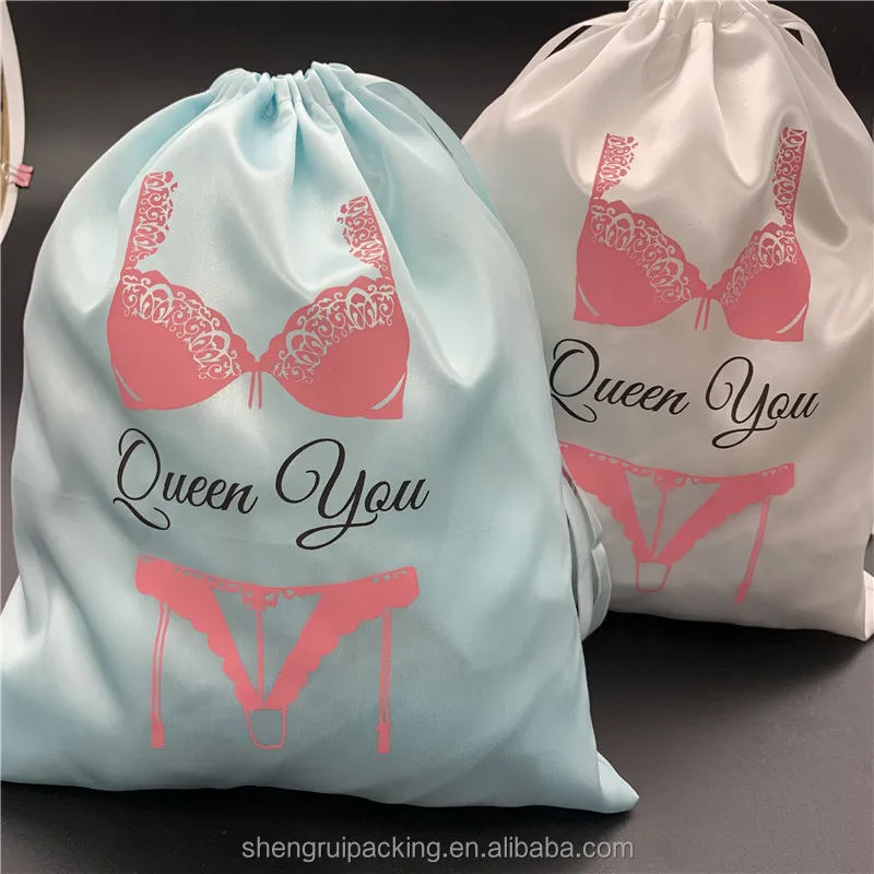 Custom Silk Womens Sexy Underwear Dust Bag,Satin Sexy Lingeries Drawstring Bag