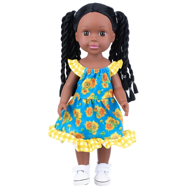 14 inch colorful skirt braided hair vinyl doll