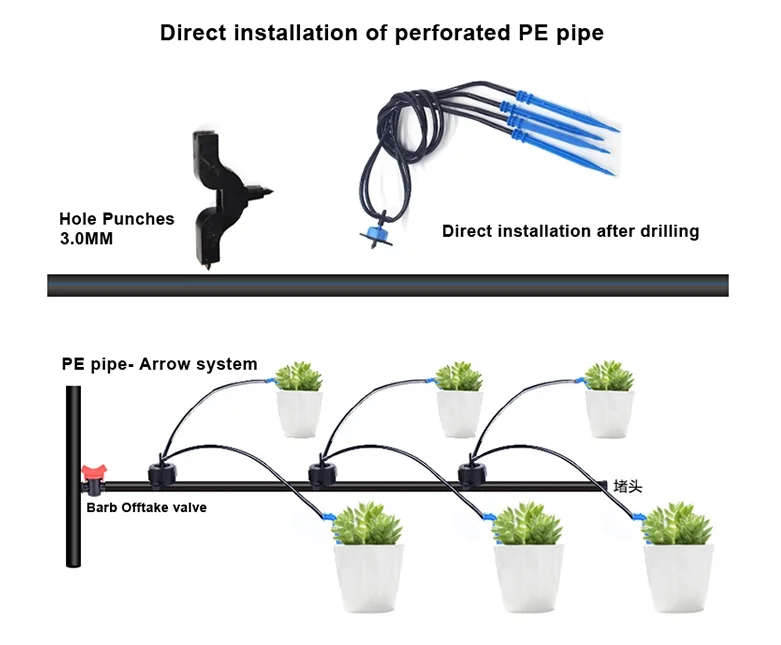 3mm Garden Agriculture Greenhouse Curved Drip Irrigation System Bent Elbow Arrow Dripper