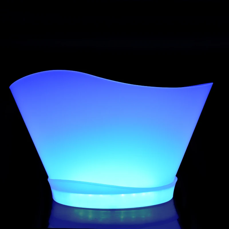 High Quality KTV Bar Champagne Acrylic Plastic Oval Shape Led Luxury Party Minimalist Your Logo PS 15L Ice Bucket
