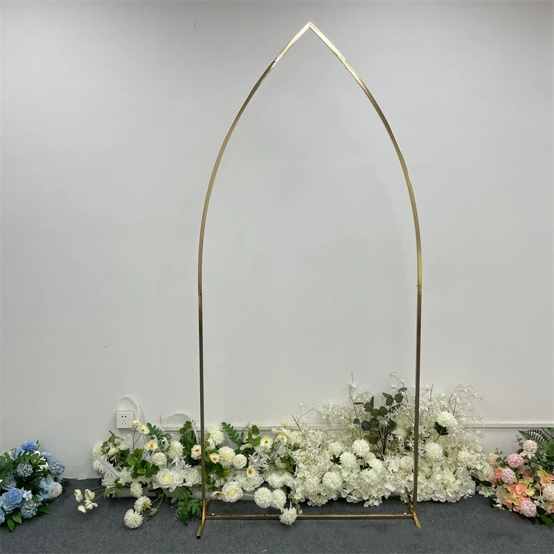 3 PCS Wedding Arch Backdrop Balloon Stand Background Metal Shiny Gold Plating Outdoor Flower Door Shelf Frame Party Decoration