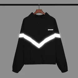 Top quality breathable zipper windproof outdoor reflective sport jacket