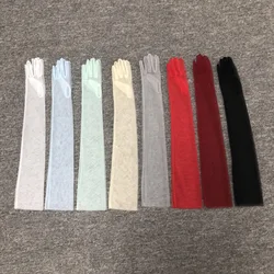 Fashion Long Sheer Tulle Gloves Ultra Thin Stretchy Full Finger Mittens Mesh Elbow Wedding Bride Gloves