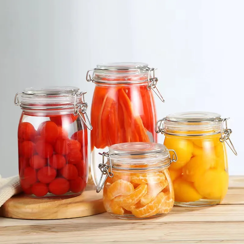 Glass Sealed Snap Storage Jars Wine Pickle Jam Can for Canned Food With Locking Lid