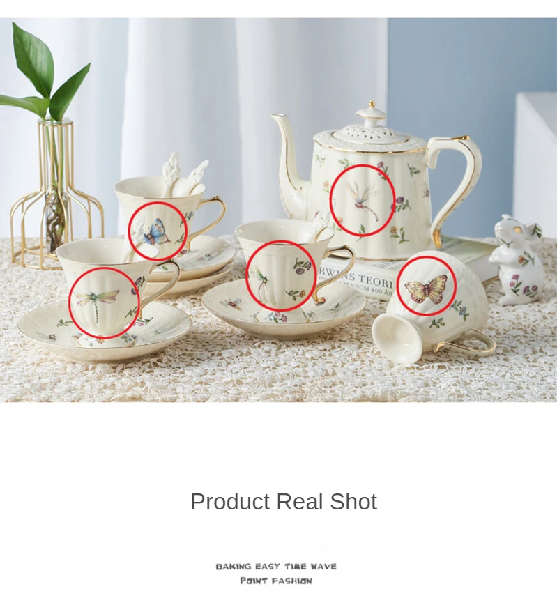 English Afternoon Tea European Rotary Tea Set Ceramic Coffee Cup Household Teapot Complete Set of Luxury