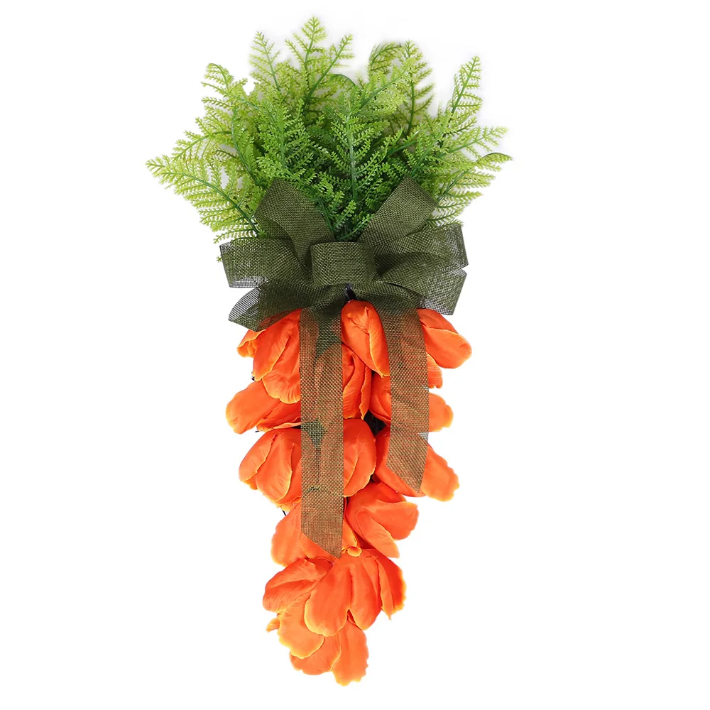 2022 New Easter Decoration Carrot Pendant  Flower Bow Door Decoration Front Wall Hanging Decorations