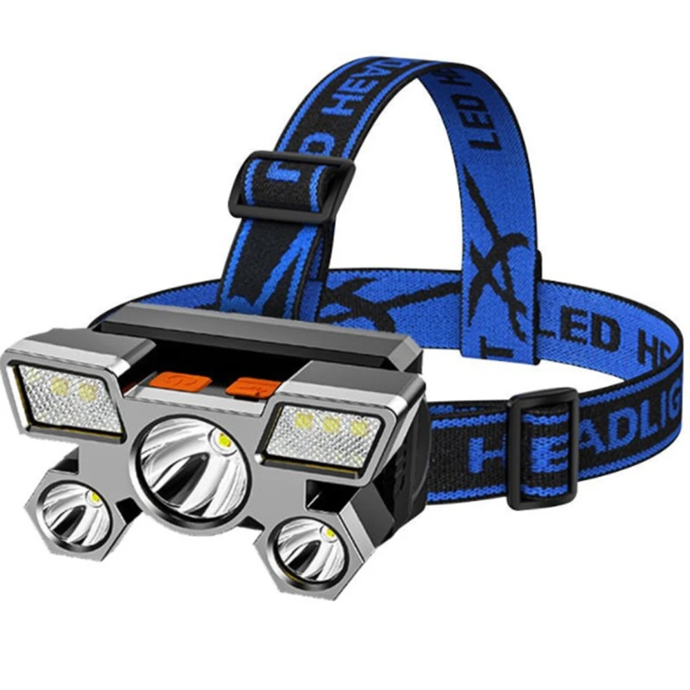 USB Rechargeable Powerful 6000 Lumen Head Torch Waterproof 6000 Lumen Colorful 5 LED Headlamp