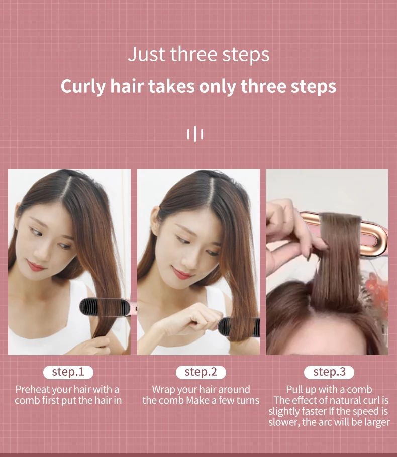 Fashion Hot Multifunctional Hair Beard Straightener Curler Brush Hair Fast Styling Tool Electric Hot Comb