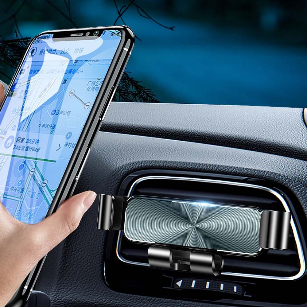 360 Degree Rotation Universal Aluminium Gravity Black Car Phone Holder For Car