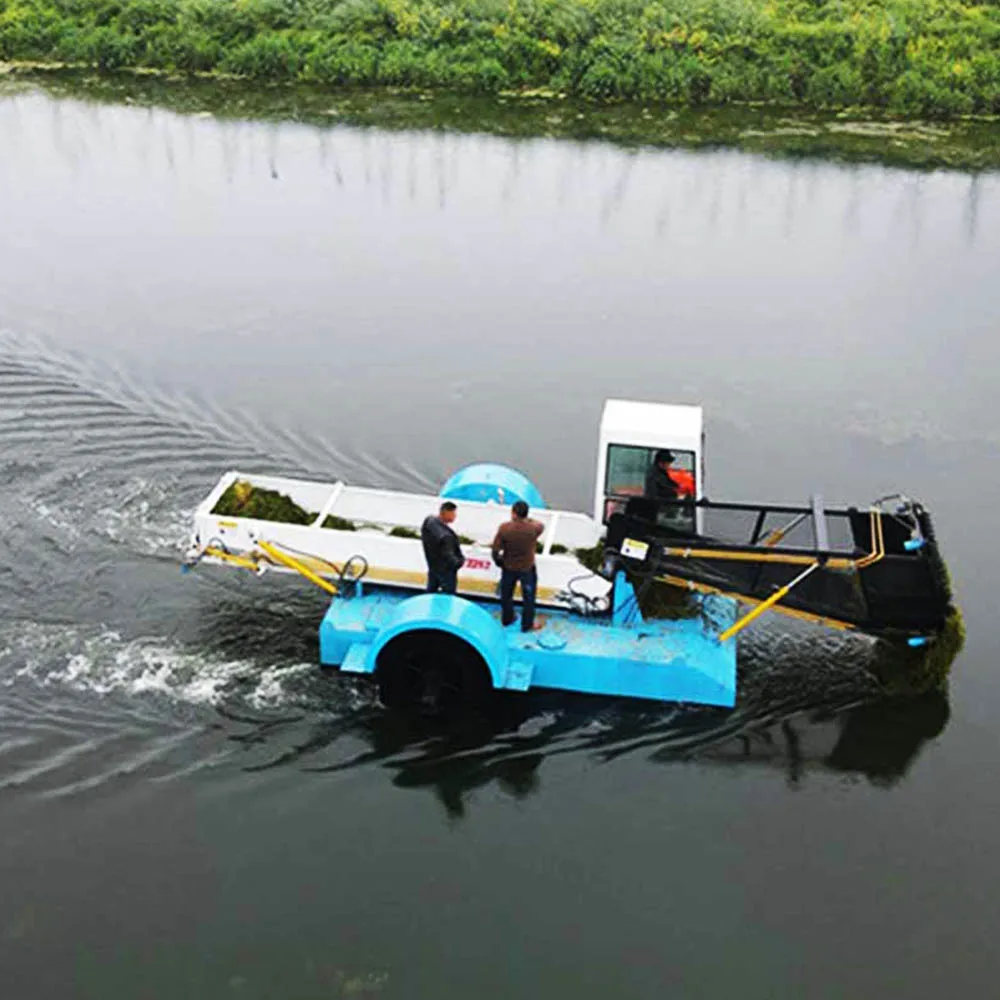 Fully Automatic Floating Trash Collecting Skimmer Aquatic Weeds River Cleaning Machine Harvesting Boat