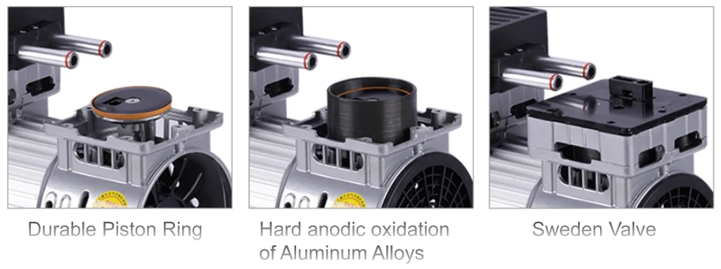 1HP 0.75HP silent 12 volt oil less air compressor head pump small