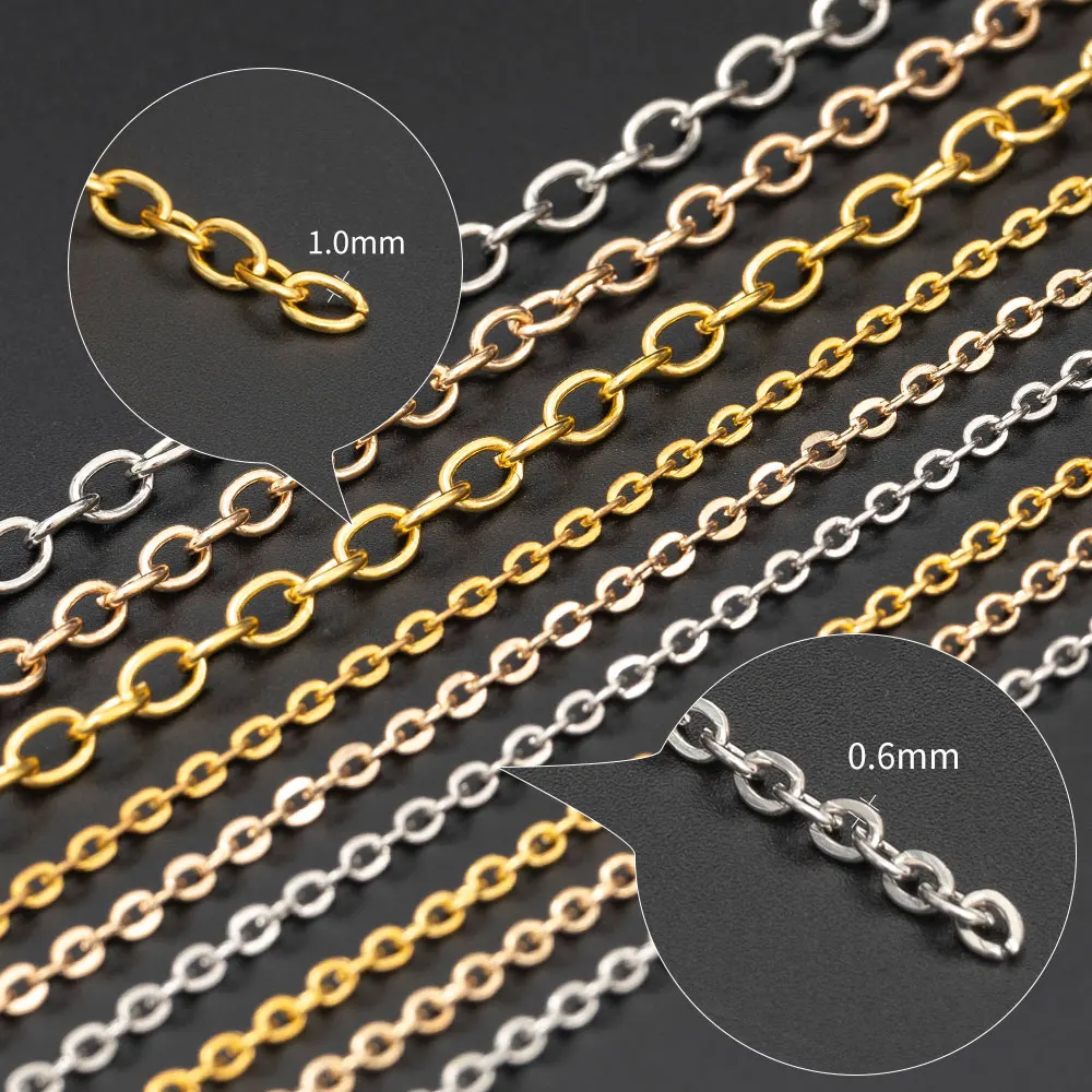 Custom Iron Roll Women Men Gold Necklace Bulk Chain Cable Spool unfinished chain semi-finished flat thin chain