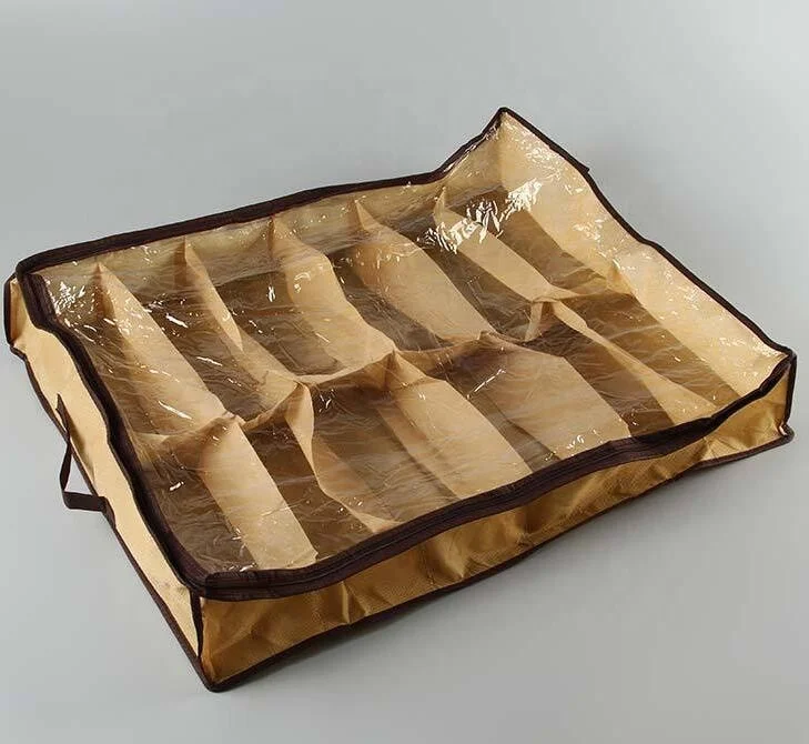 Under Bed Shoe Storage Organizer Set of 2 Large Containers, Each Fit 12 Pairs of Shoes Sturdy Box Strong Zipper & Handles