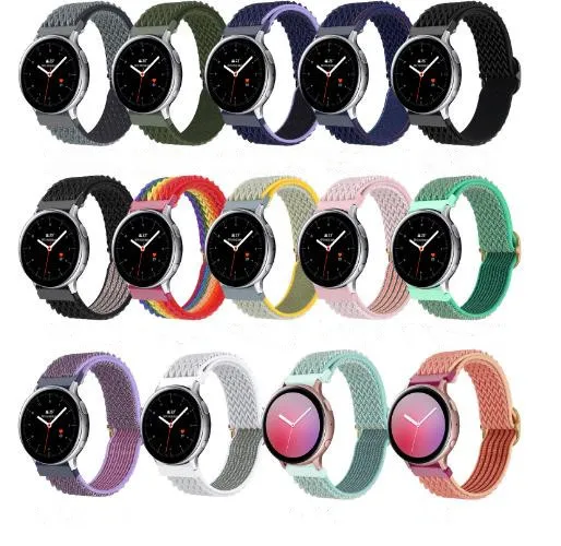 14 видов цветов для регулирующаяся нейлоновая Samsung Galaxy ремешок для наручных часов для 20 мм/22 мм с волнистым рисунком стрейч нейлон плетеный ремень