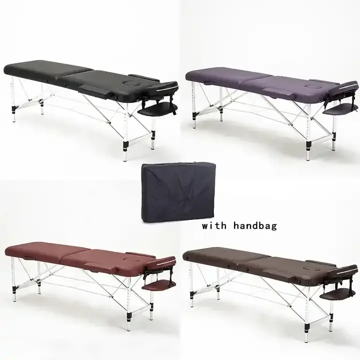 Portable 3-Section Lightweight Pink Salon Furniture Better Quality PU Massage Table Stretcher