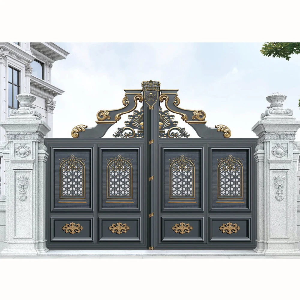 Luxury Houses Main Gate for Courtyard Villa Doors Metal Sun Proof Waterproof Fencing Aluminum Gates