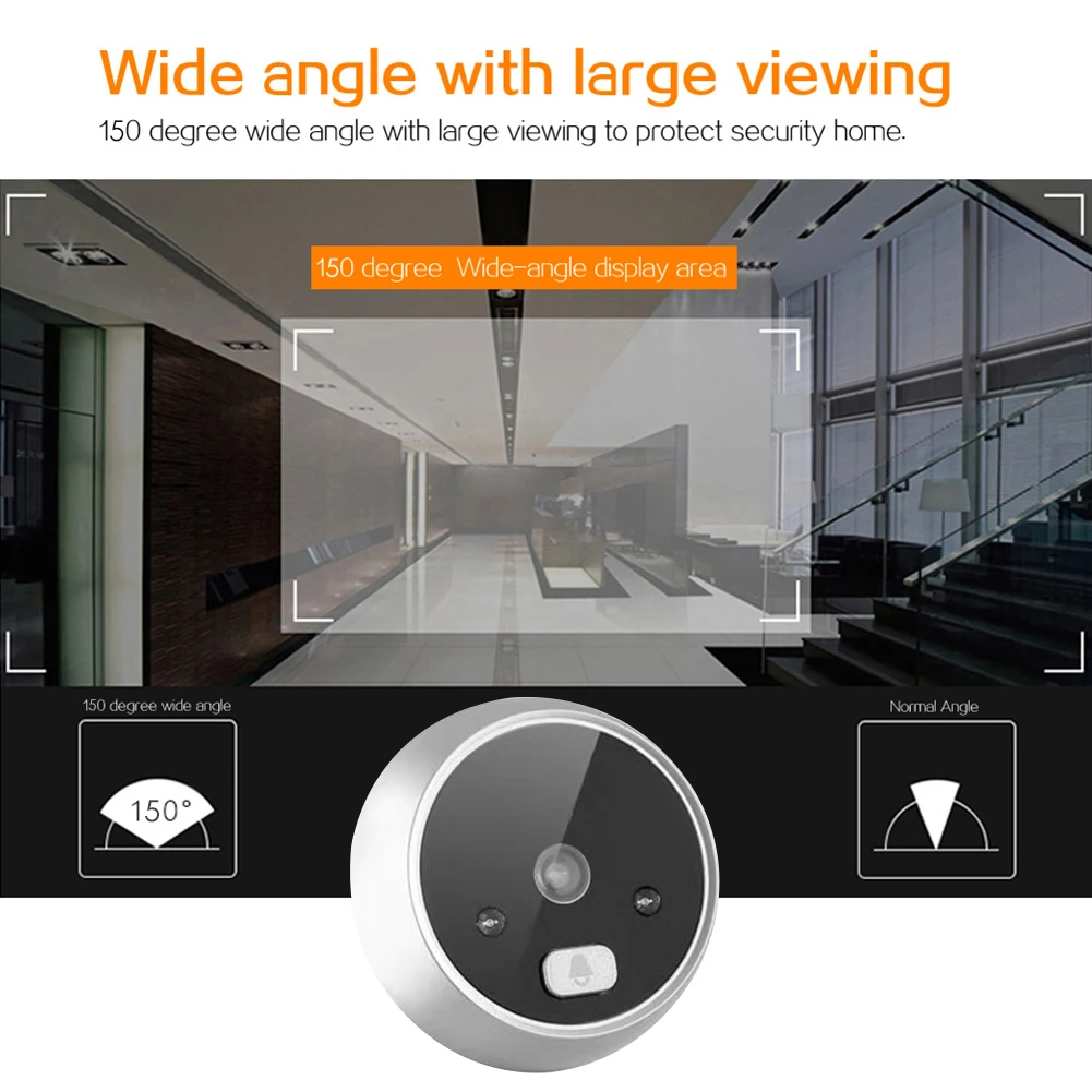 2.8 Inch LCD 1.3MP Digital Video Doorbell Night Vision Electronic Door Peephole Viewer Video Camera Door Bell for Home Security