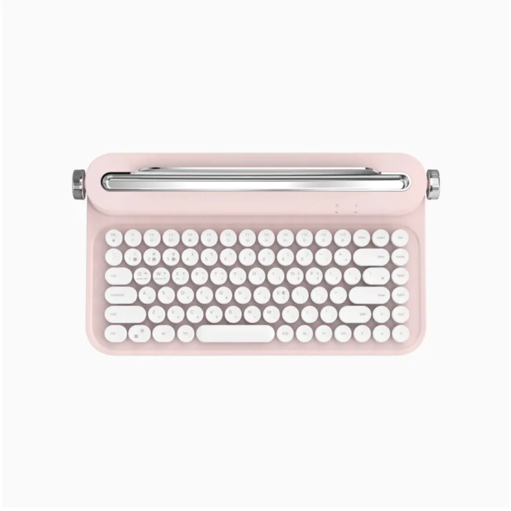 2021Good Design Award retro keyboard cute typewriter wireless keyboard for laptop tablet pc smartphone pink mini teclado rosado