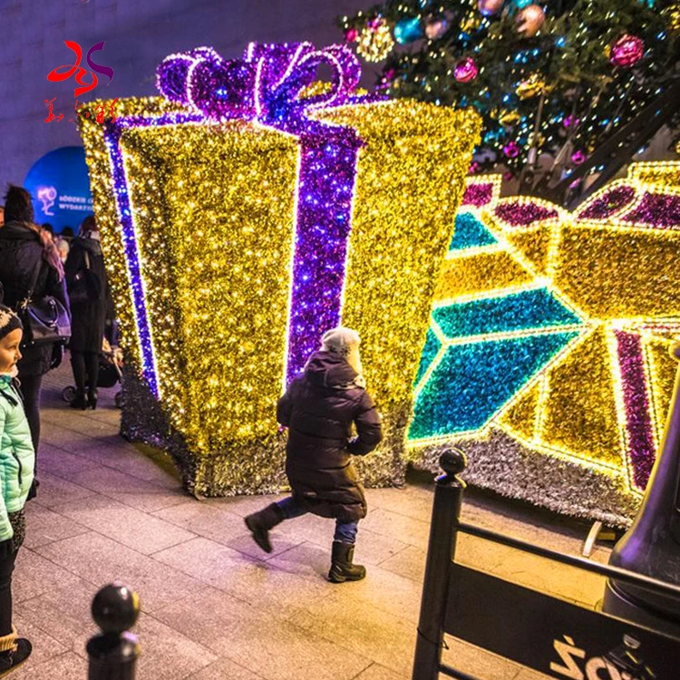 20 Years Manufacturer high quality outdoor decor 3D motif gift box lights