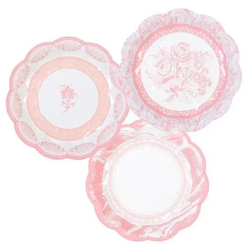 Tea Party Vintage Floral Plate Cups And Saucer Disposable Tableware Sets For Tea Parties Weddings Baby Showers And Birthday