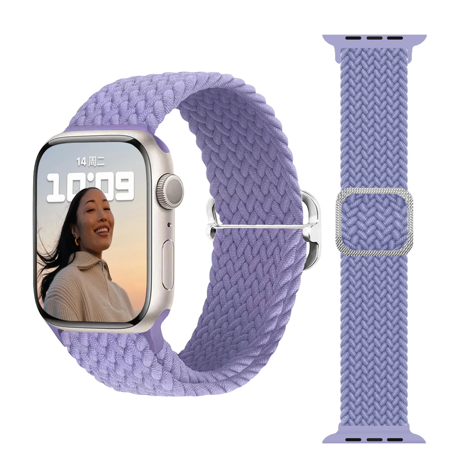 Нейлоновый плетеный нейлоновый эластичный дышащий ремешок для Apple Watch 4 5 6 7 41 мм 45 мм