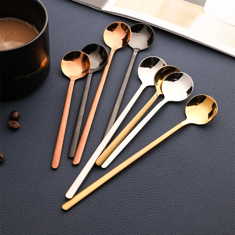 304 stainless steel coffee spoon teaspoon long handle spoon set