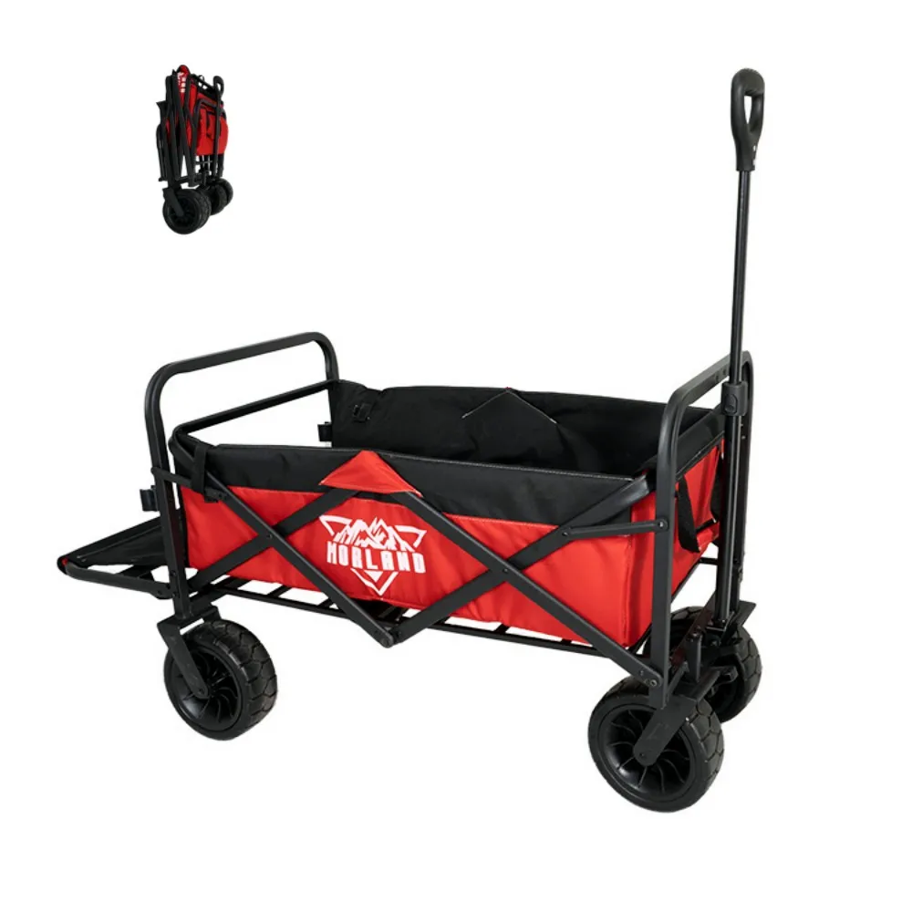 Picnic Cart Portable Shopping Hand Cart Big Wheel Collapsible Folding Beach Wagon