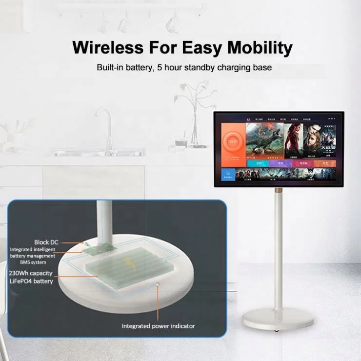 21.5 24 27 32 inch Portable TV HD Smart Interactive Touch Wireless Mobile Rechargeable LCD Android Display