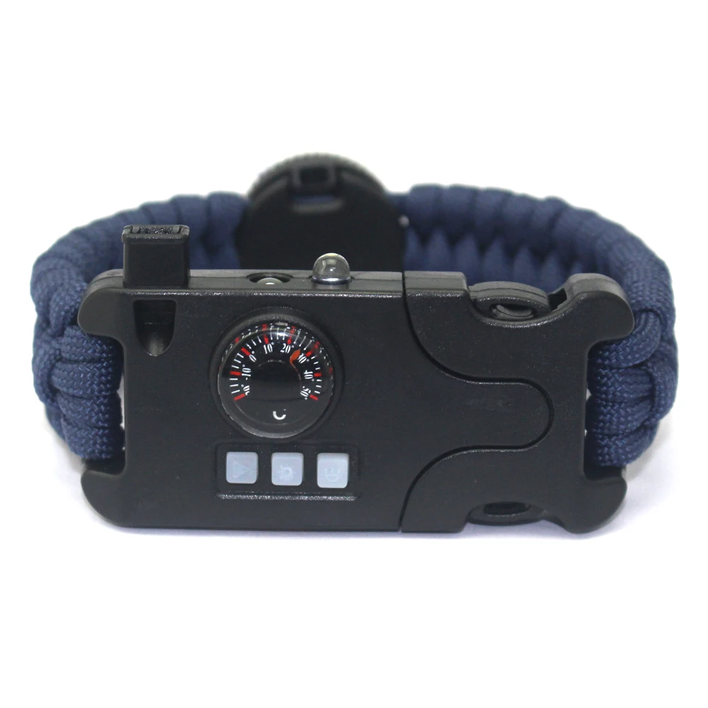 New 2020 Survival Bracelet with Mini Compass, Custom Design Hiking Bracelet with SOS Flashlight
