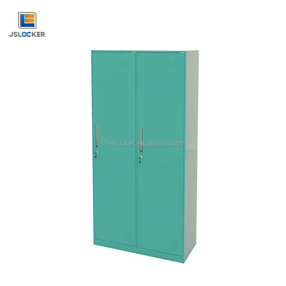 Changing Room Wardrobe Metal Lockers For Employees Clothes Storage Cabinet With Two Doors Gym Steel Locker Cabinet In Green